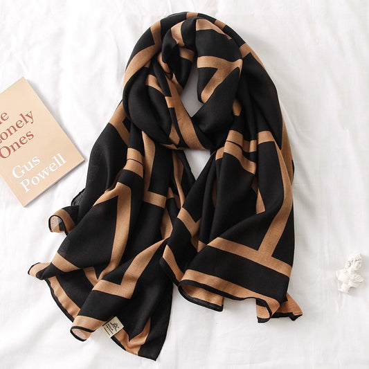 Women's versatile cotton and linen scarf, warm gauze scarf, dual-purpose shawl