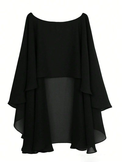 Women's black chiffon material shawl