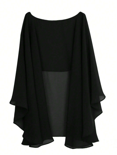 Women's black chiffon material shawl