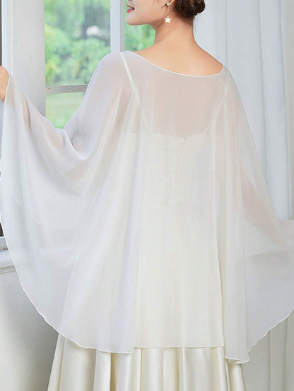 Women's white chiffon material sunscreen shawl