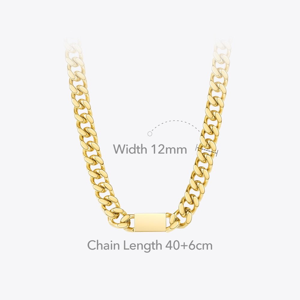 Punk Cuboid Chain Necklace For Women Gold Color Chunky Necklaces Stainless Steel 2020 Fashion Jewelry Collier P3175 - LEIDAI
