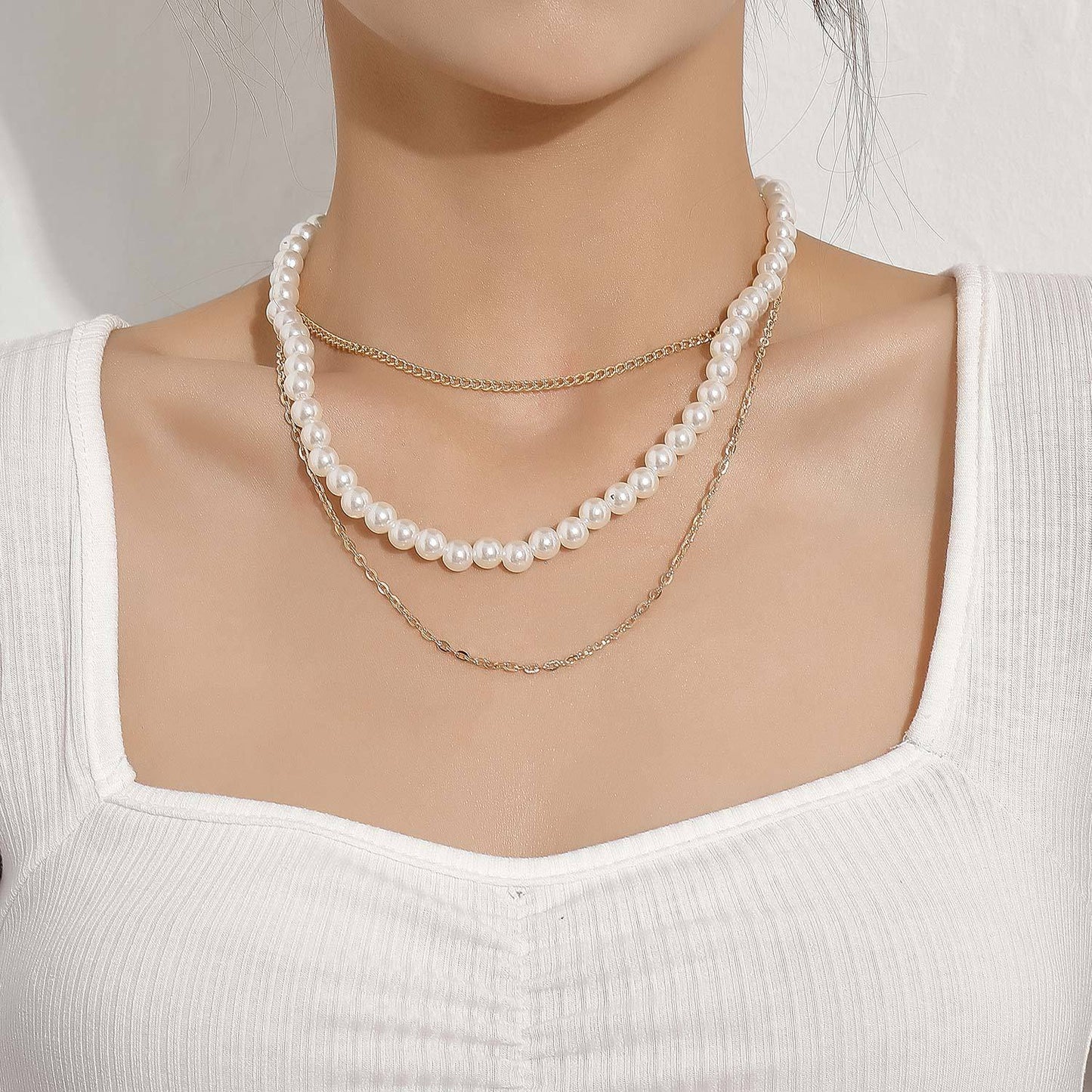 Vintage Style Simple 6MM Pearl Chain Choker Necklace For Women Wedding Love Shell Pendant Necklace Fashion Jewelry Wholesale - LEIDAI