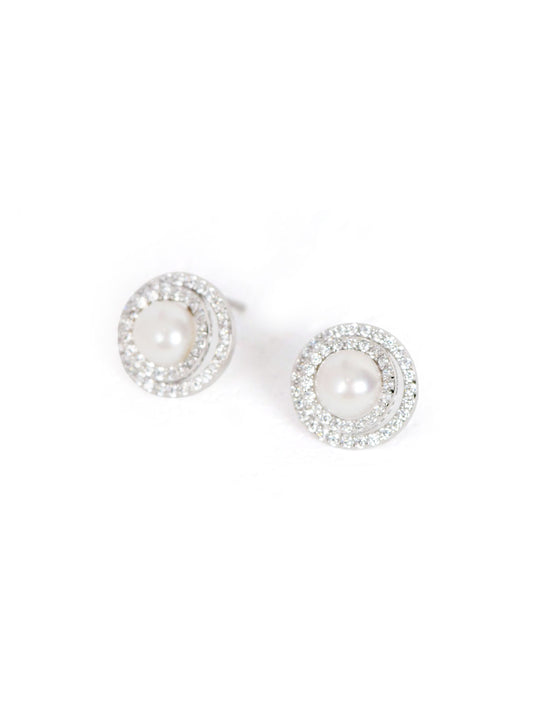 LEIDAI A pair of ladies' elegant vintage sterling silver round stud earrings are simple and stylish for commuting dates