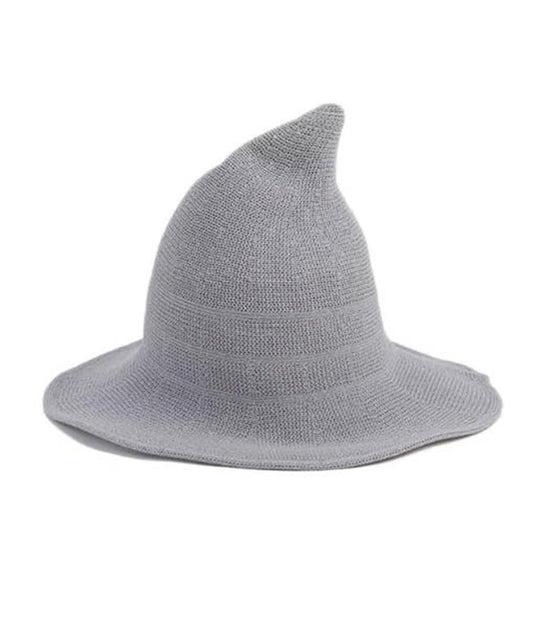 LEIDAI Wizard Hat For Women Wide Brim Spire Hallowe Cosplay Knit Gray Witch Hat