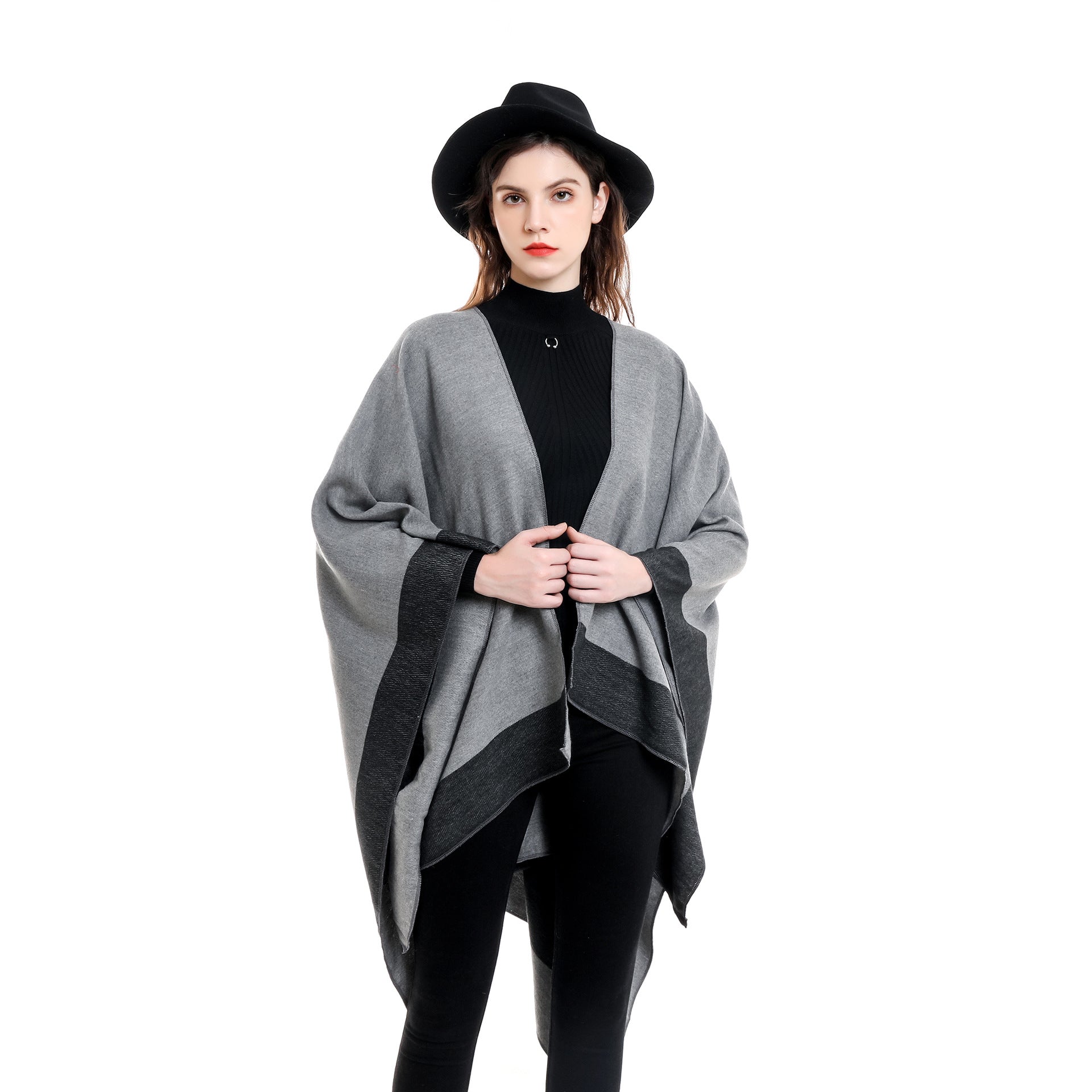 A women's Shawl Wrap Poncho Cape Cardigan Open Front Coat Shawl Wrap Scarf for Spring Fall Winter