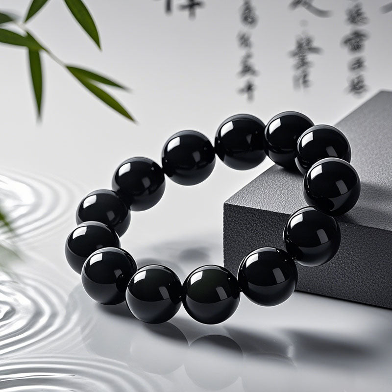 Black Obsidian Natural Stone Bracelets Fat Relief Promote Blood Circulation Anti Anxiety Weight Loss Bracelet Women Men Jewelrys