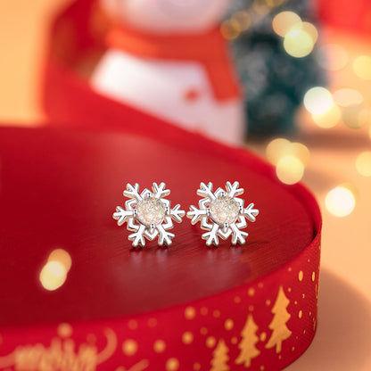 s999 silver snowflake earrings women's Christmas earrings hot style high-end autumn and winter earrings