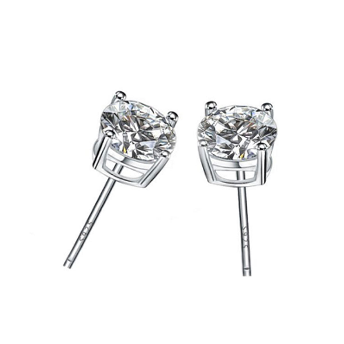 S925 Silver Ear Nail Mosang Stone Fashionable, Gorgeous, Classic, Four Claw Trendy