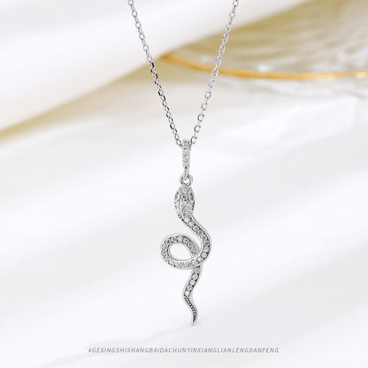 s925 sterling silver snake necklace women's light luxury niche design pendant advanced 2025 new popular neck chain clavicle chain