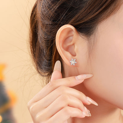 s999 silver snowflake earrings women's Christmas earrings hot style high-end autumn and winter earrings