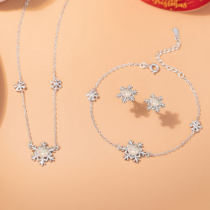 s999 silver snowflake earrings women's Christmas earrings hot style high-end autumn and winter earrings