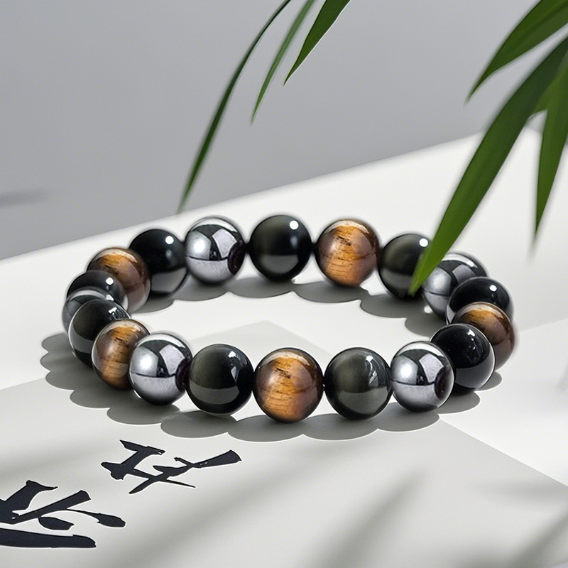 1 Natural Black Obsidian Hematite Tiger Eye Bead Bracelet For Men Magnetic Health Protection For Women Soul Jewelry