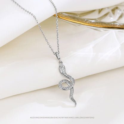 s925 sterling silver snake necklace women's light luxury niche design pendant advanced 2025 new popular neck chain clavicle chain