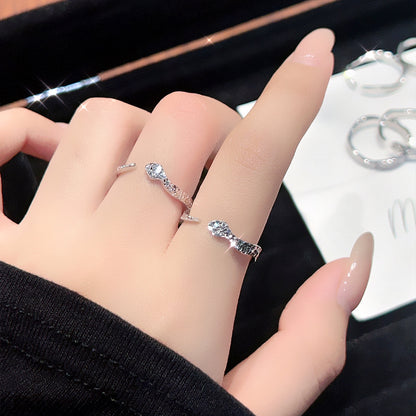 Broken Ice Snake S999 sterling silver ring for girls, flash niche design, light luxury, high-end style, full silver tail ring