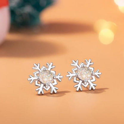 s999 silver snowflake earrings women's Christmas earrings hot style high-end autumn and winter earrings