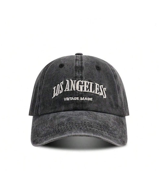 LEIDAI Casual Ripped Baseball Cap Vintage Letter Wash Distressed Black Cap