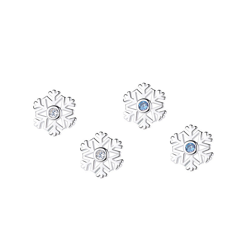 S999 pure silver snowflake earrings for women niche design exquisite earrings Christmas sterling silver earrings