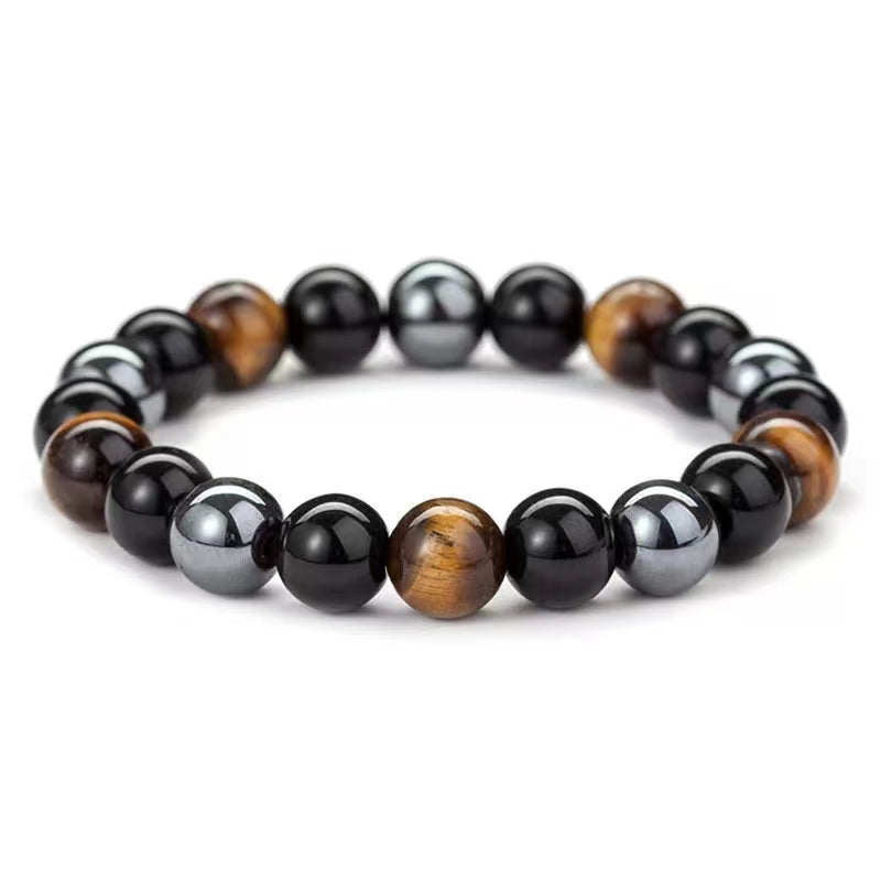 1 Natural Black Obsidian Hematite Tiger Eye Bead Bracelet For Men Magnetic Health Protection For Women Soul Jewelry