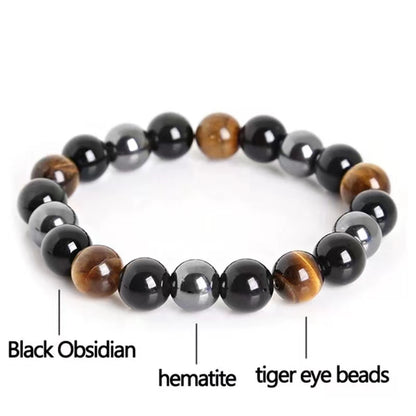 1 Natural Black Obsidian Hematite Tiger Eye Bead Bracelet For Men Magnetic Health Protection For Women Soul Jewelry