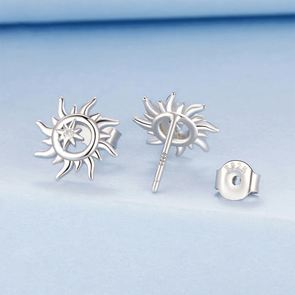 Sun Star Burst Small Earrings for Men and Women Fashionable, Simple and Versatile Commuting S925 Sterling Silver Mini Starry High-end Earrings