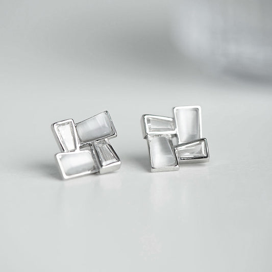 Minimalist Geometric s925 Silver Needle Commuting Hollow Diamond Shape High-end Earrings for Women