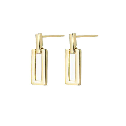 Silver needle small geometric square earrings metal style simple niche cold style earrings earrings minimalist personality earrings