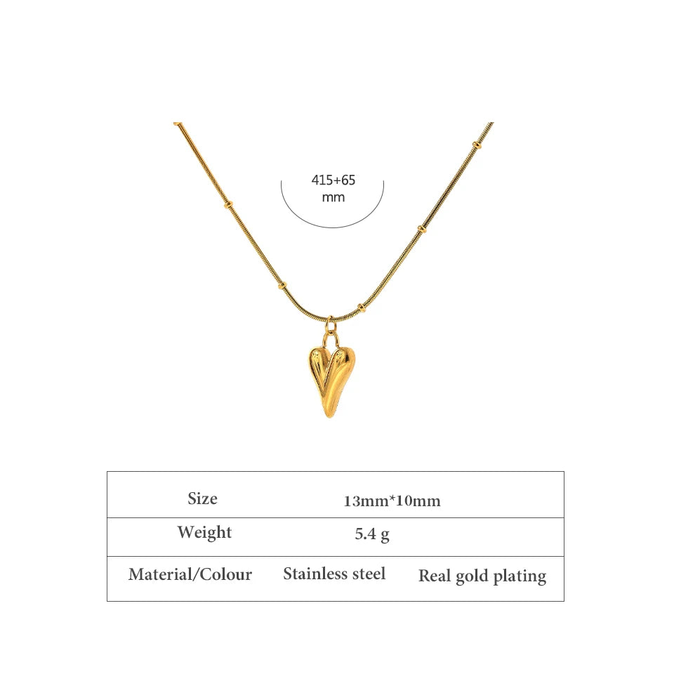 Temperament Heart Pendant Chain Necklace for Women Stainless Steel Stylish Choker 18 K Jewelry Waterproof Party Gift