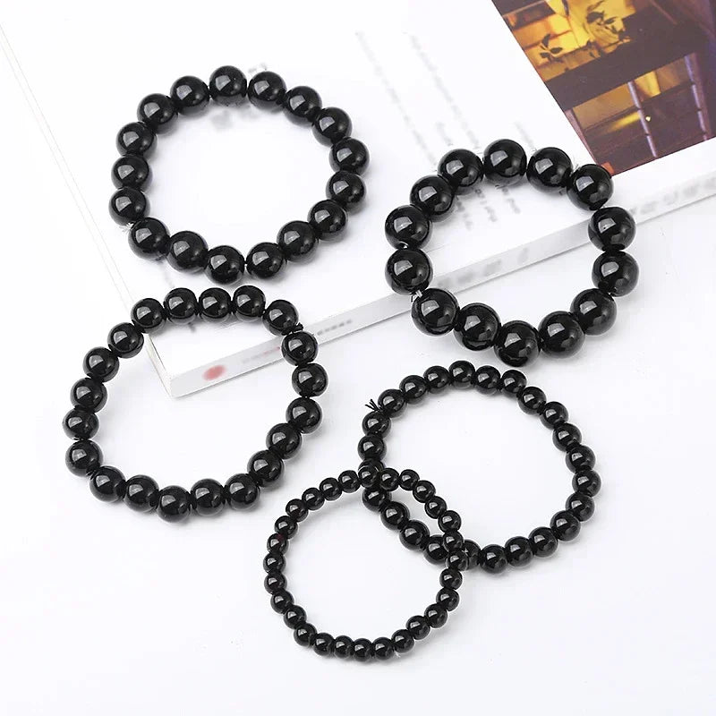 Black Obsidian Natural Stone Bracelets Fat Relief Promote Blood Circulation Anti Anxiety Weight Loss Bracelet Women Men Jewelrys