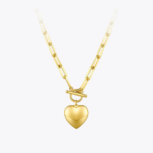 ENFASHION Heart Pendant Necklaces For Women Gold Color Stainless Steel Choker Necklace Fashion Jewelery Party Wholesale P203148