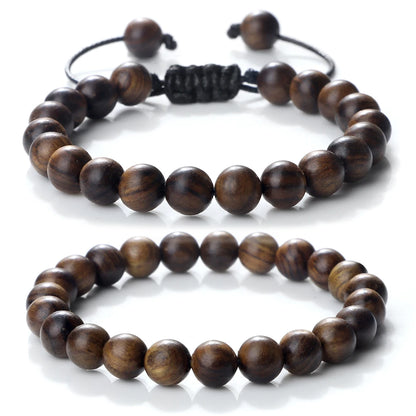 Buddha 6/8/10mm Wooden Beads Vintage Handmade Bracelets Prayer Black Rosewood Bracelet Men Women Yoga Meditation Pulsera Jewelry