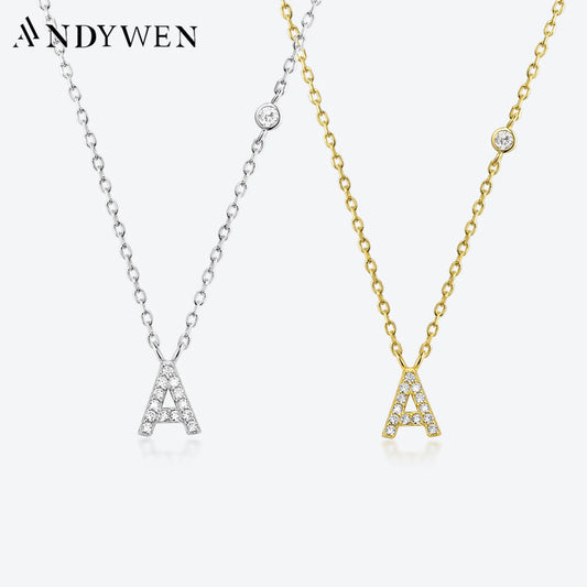 925 Sterling Silver Gold Small 26 Letters A- Z Zircon CZ Pendant Monogram Necklace Me 2020 Initial Alphabet M A Jewelry