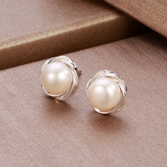 s999 sterling silver freshwater pearl earrings 2024 new high-end fashion niche plum earrings fresh earrings sterling silver earrings