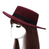 Autumn Winter Mens Hats Fedoras Vintage Women Girls Felt Fedoras Flat Top Jazz Hat Church Hats Bucket Hat Chapeau - LEIDAI