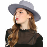 Black Red Fedora Hats For Women Imitation Wool Fedoras Panama Felt Hat Winter Men Jazz Hats Trilby Chapeau Femme Caps - LEIDAI