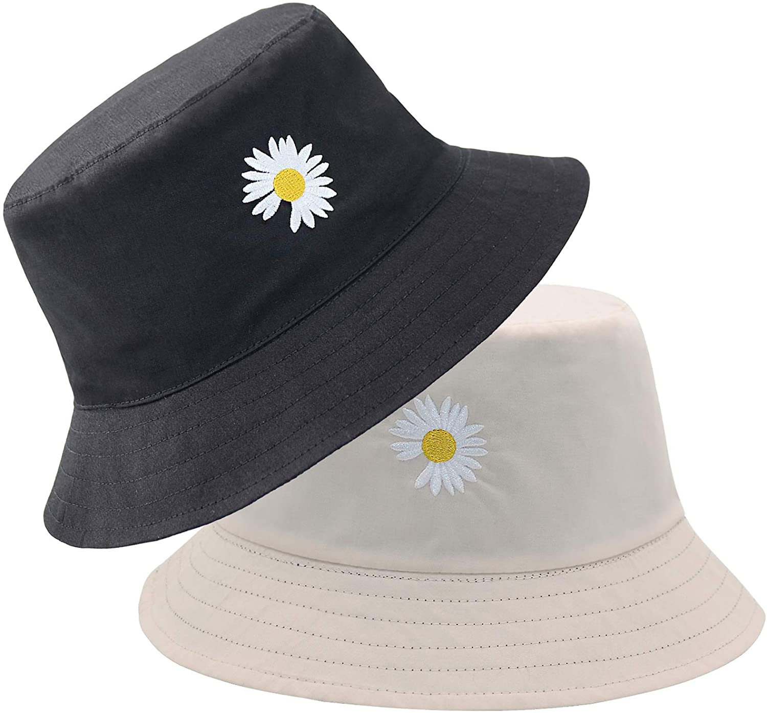 Cute Bucket Hat Beach Fisherman Hats for Women, Reversible Double-Side-Wear - LEIDAI