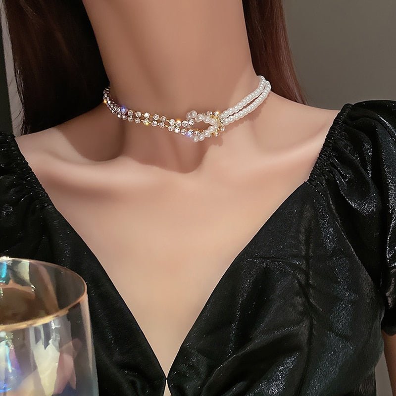 Elegant Big White Imitation Pearl Choker Necklace Clavicle Chain Fashion Necklace For Women Wedding Jewelry Collar 2021 New - LEIDAI