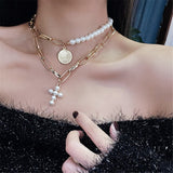 Elegant Big White Imitation Pearl Choker Necklace Clavicle Chain Fashion Necklace For Women Wedding Jewelry Collar 2021 New - LEIDAI