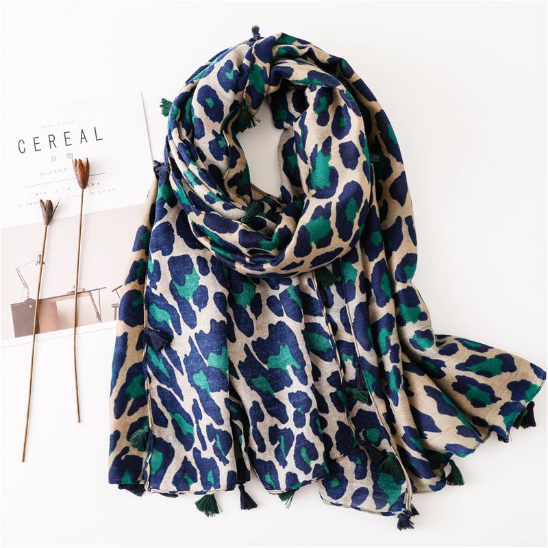 Fashion Leopard Pattern Lightweight Chiffon Silk Women Scarf - LEIDAI