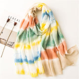 Ink painting rainbow rendering pattern travel beach towel shawl women's scarf - LEIDAI