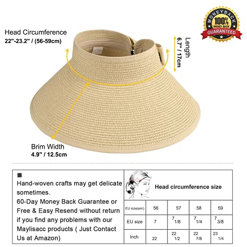 LEIDAI Women's UPF 50+ Wide Brim Roll-up Straw Sun Hat Sun Visor (1#) - LEIDAI
