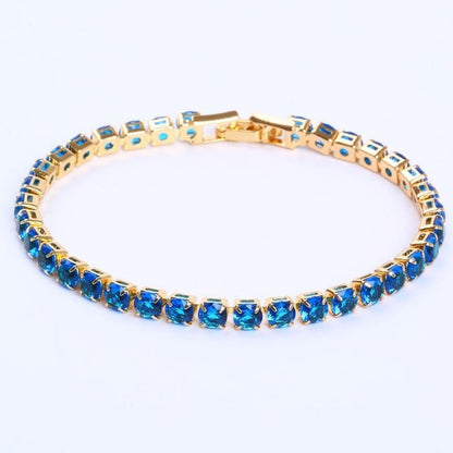 Luxury 4mm Cubic Zirconia Tennis Bracelets Iced Out Chain Crystal Wedding Bracelet For Women Men Gold Silver Color Bracelet - LEIDAI