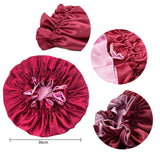 New Solid Women Satin Bonnet Fashion Stain Silky Big Bonnet for Lady Sleep Cap Headwrap Hat Hair Wrap Accessories Wholesale - LEIDAI