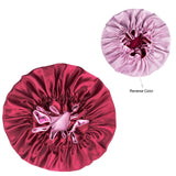 New Solid Women Satin Bonnet Fashion Stain Silky Big Bonnet for Lady Sleep Cap Headwrap Hat Hair Wrap Accessories Wholesale - LEIDAI