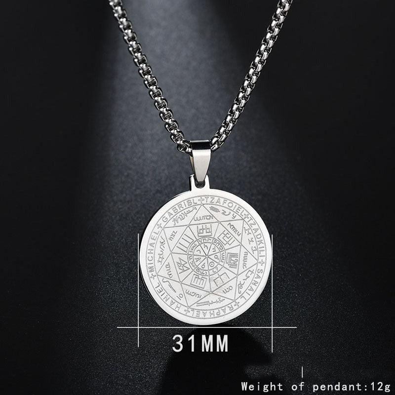 Pentagram Necklace Seven Archangel Amulet Protection Pentacle Pendant Necklaces for Women Men Trend Stainless Steel Jewelry Gift - LEIDAI