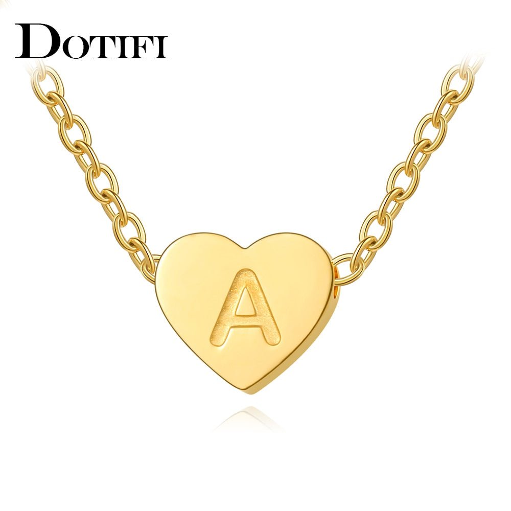 Stainless Steel Necklace Fashion Best Chain Initial Charms Metal Heart A To Z Letters For Women Single Name Jewelry Gifts - LEIDAI