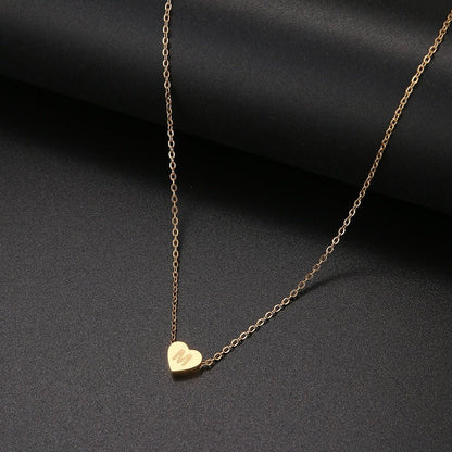 Stainless Steel Necklace Fashion Best Chain Initial Charms Metal Heart A To Z Letters For Women Single Name Jewelry Gifts - LEIDAI