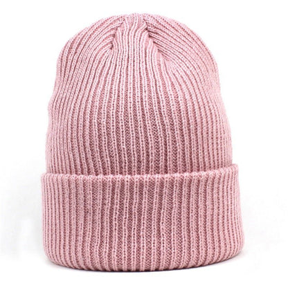 Women knitted Winter Hat female Warm Rabbit fluff beanie Girl Solid Bonnet femme Skullies beanies Soft Hats Women’s Winter Caps - LEIDAI